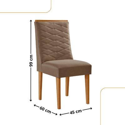 Conjunto 2 Cadeiras MDF Eloise Veludo Capuccino/Naturalle