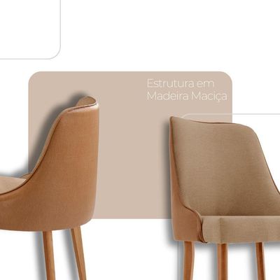 Sala De Jantar Mesa Selene 135cm Madeira Tampo Laminado Linho Palha/ Star Caramelo/ Imbuia Nat.