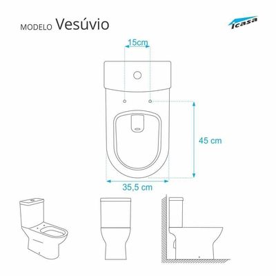 Tampa De Vaso Poliéster Vesúvio Branco Para Bacia Icasa 6lpf
