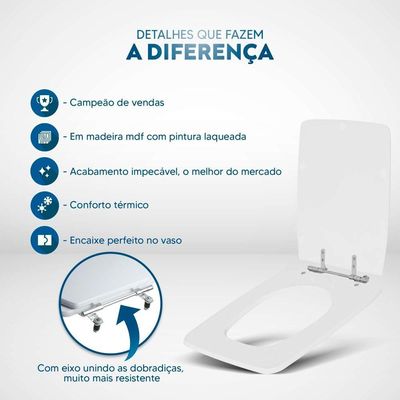 Tampa De Vaso Sanitario Malva Branco Para Bacia Mari