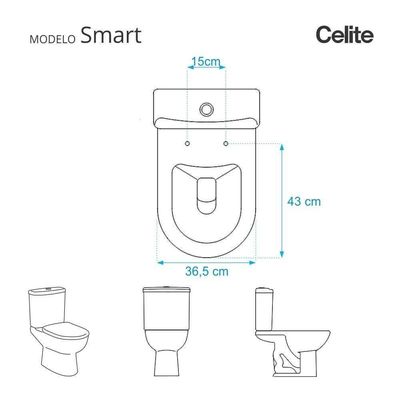 Tampa De Vaso Mdf Com Amortecedor Smart Onix (preto Fosco) Para Bacia Celite Com Ferragem Dourada