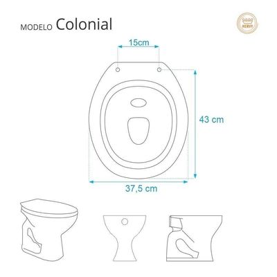 Tampa De Vaso Sanitário Decorado Colonial Branco Para Bacia Hervy