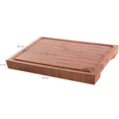 Tábua de Madeira para Churrasco 40x30x4cm Prancha de Corte Invertida Carne Cozinha Essence Domama