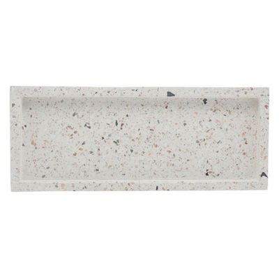 2 Bandejas de Mármore Terrazzo Retangular Aparador 26x17cm Decorativa Bancada Sala Banheiro Lyor