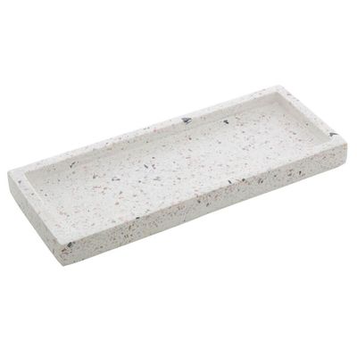 2 Bandejas de Mármore Terrazzo Retangular Aparador 26x17cm Decorativa Bancada Sala Banheiro Lyor
