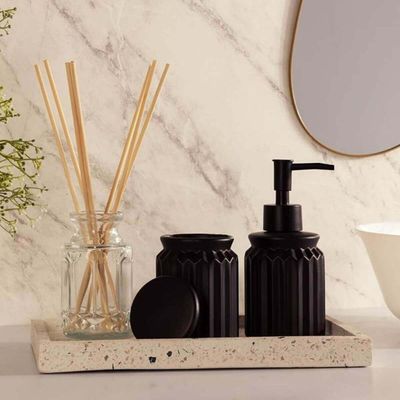 Conjunto 5 Bandejas de Mármore Terrazzo Lyor Retangular 25x1 Branco