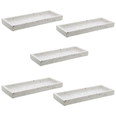 Conjunto 5 Bandejas de Mármore Terrazzo Lyor Retangular 25x1 Branco
