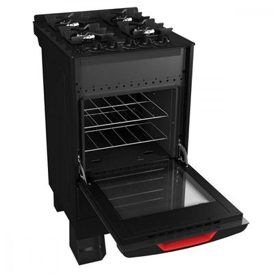 Fogão Mueller 4 Bocas Com Mesa De Vidro E Grades De Ferro Preto Bivolt