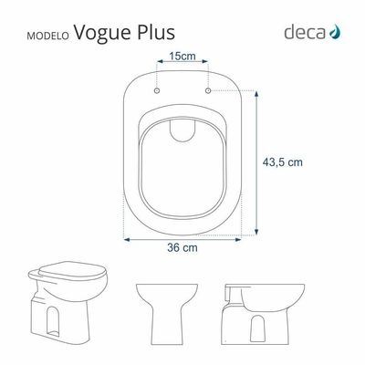 Tampa De Privada Sanitaria Poliester Vogue Plus Creme Para Louça Deca