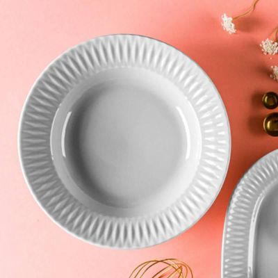 Jogo 20 Pratos Fundos em Porcelana Branca Diamante Germer 23,5cm Mesa Posta Jantar