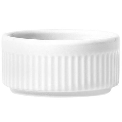 12 Ramekins Molheiras Porcelana 180ml Canelado Germer Branco Restaurante