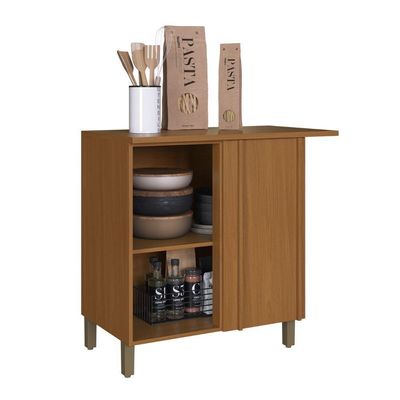 Balcão Indekes Imperial Canto Reto 96cm C/ Tampo Freijo/camurça