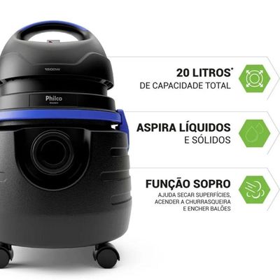 Aspirador Multiuso Philco PAS80 Moderno Preto 110V