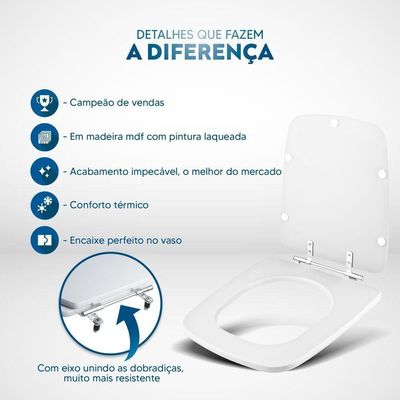 Tampa De Vaso Sanitario Clean Branco Gelo Para Bacia Deca