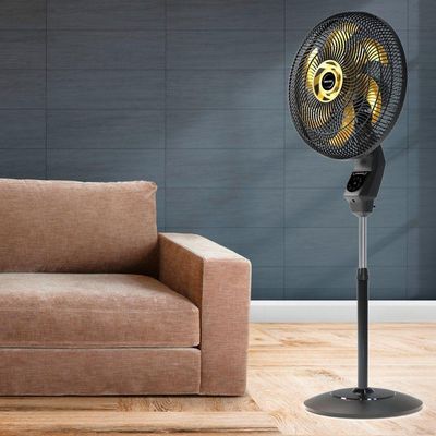 Ventilador de Coluna Mallory Chronos 6 Pás 140W Preto com Dourado - 220V