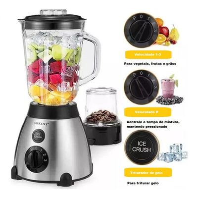 Liquidificador Potente 1000w Vidro 1500ml + Triturador De Alimentos Voltagem:220v