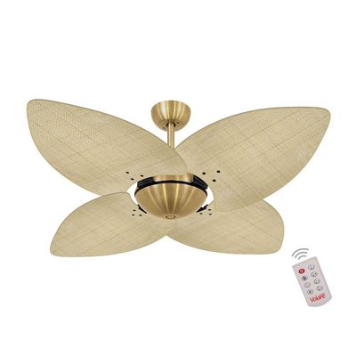 Ventilador De Teto Dourado 4 Pás Palmae Natural 127V 110V