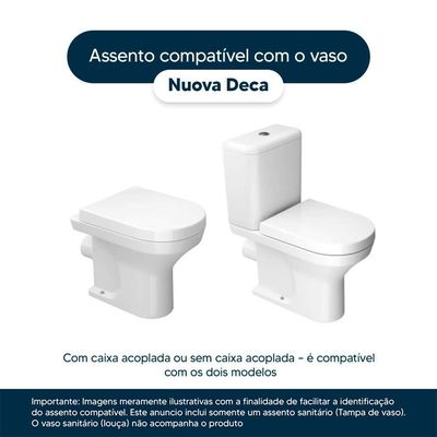 Tampa De Vaso Laqueado Com Amortecedor Nuova Branco Para Bacia Deca Com Ferragem Preta