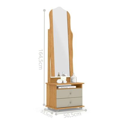 Toucador Com 2 Gavetas Espelho Delta Cinamomo Off White