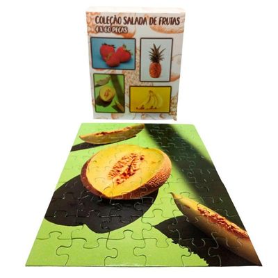 Combo 4 Quebra-cabeças Divertidos Frutas Educativo 40 Peças