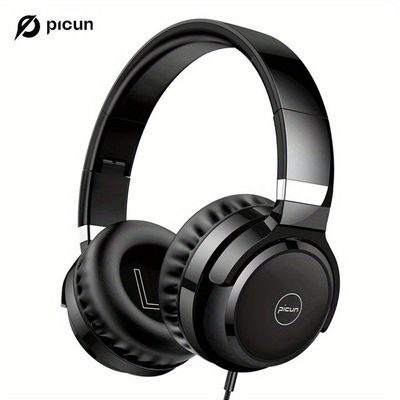 Fone De Ouvido Picun C60 Leves E Dobrveis Com Microfone E Graves Estéreo Preto