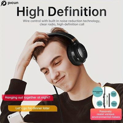 Fone De Ouvido Picun C60 Leves E Dobrveis Com Microfone E Graves Estéreo Preto
