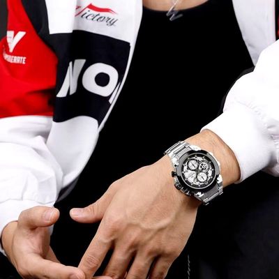 Relógio Masculino Quartzo Com Cronógrafo Esportivo Impermeavel Em Aço Inoxidável Prata
