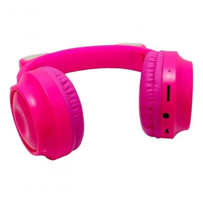 Headphone Bluetooth Orelhas Led Fone Gatinho Rosa