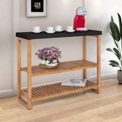 Aparador Balcão Gold Tampo MDF 25mm Maciço Pés Madeira Preto
