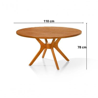 Mesa Jantar Julia Area Externa Jardim 100% Madeira Eucalipto Ripada 110cm
