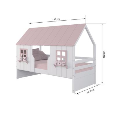 Cama Casinha Encantada Madeira Maciça Branco/ Rosa Housin