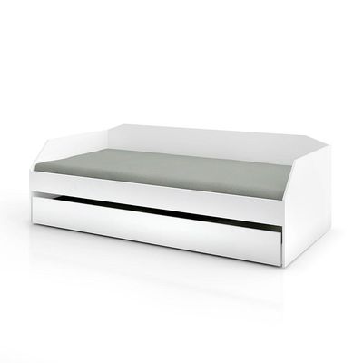 Bicama Solteiro Duo Com Cama Auxiliar Em Mdf Premium Branco Com 2 Colchões