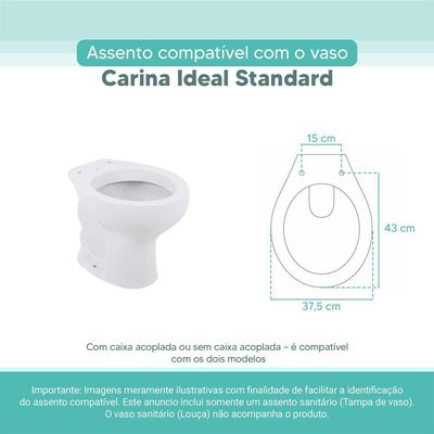 Tampa Vaso Sanitário Madeira Laqueada Carina Branco Para Bacia Ideal Standard
