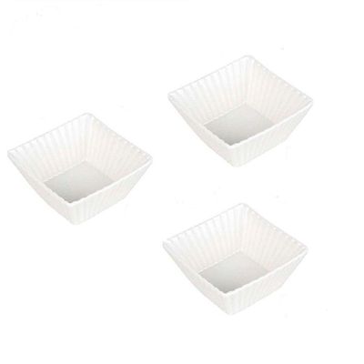 Conjunto Com 03 Petisqueiras De Porcelana Quadrada Pcln-073 - Haüskraft