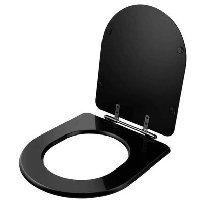 Tampa De Vaso Poliéster Carrara Preto (ebano) Para Vaso Deca Com Ferragem Preta