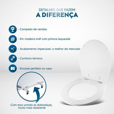 Tampa De Vaso Em Mdf Ritz Branco Para Bacia Deca