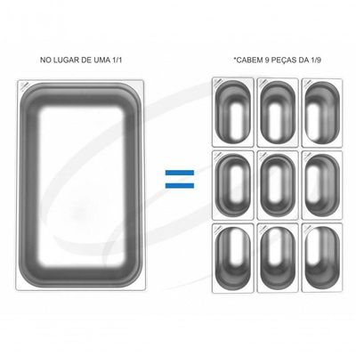 Cuba Gastronomica Rechaud Inox Gn 1-9 X 100mm - Brasinox