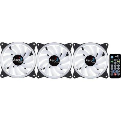 Kit Com 3 Coolers Aerocool Duo 12 Pro Argb + Hub + Controle