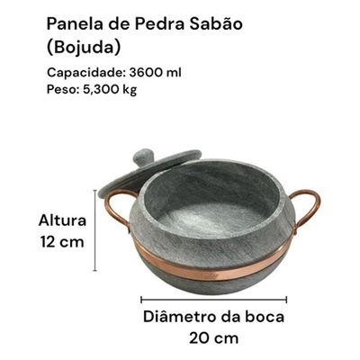 Jogo De Panelas Pedra Sabão Bojuda Com Tampa De Pedra