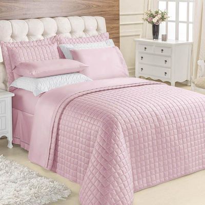 Kit Cobre Leito Colcha Veneza King 3 Peças Hipercal 180 Fios - Rose