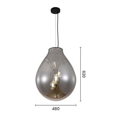 Lustre Pendente Sindora Dcd04013 Gg Preto - Fumê E27 Bivolt