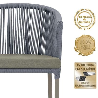 Mesa e 6 Cadeiras De Jantar Noronha Fendi E8 Trama Original Prata
