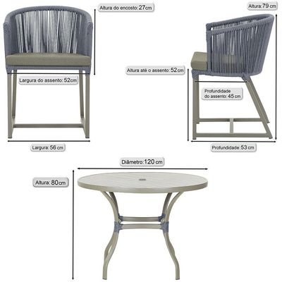 Mesa e 6 Cadeiras De Jantar Noronha Fendi E8 Trama Original Prata