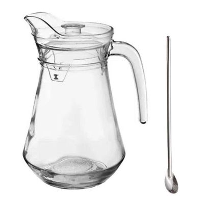Jarra De Vidro Com Tampa Suco água 1.5 Litros + Colher Bailarina