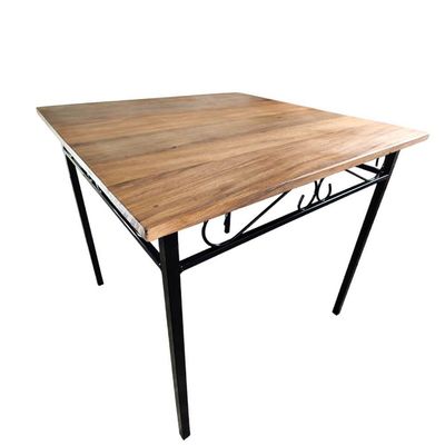 Conjunto De Jantar Industrial Rústico: Mesa Quadrada + 4 Cadeiras Compactas Tamanho 90x90cm