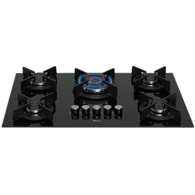 Cooktop A Gás Fischer Ferro Fundido Infinity 5 Queimadores Mesa Vidro Preto Bivolt 26298-57077