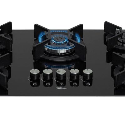 Cooktop A Gás Fischer Ferro Fundido Infinity 5 Queimadores Mesa Vidro Preto Bivolt 26298-57077