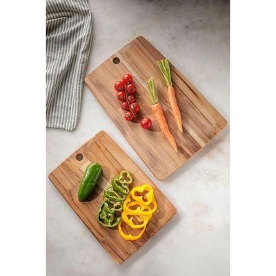Kit Tramontina 2 Tábuas Kitchen Em Madeira Teca Fsc Com Acabamento Em óleo Mineral