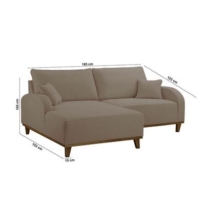 Sofá Albano Veludo 185 Chaise Lado Esquerdo Meu Sofá Online B002 Veludo Capuccino