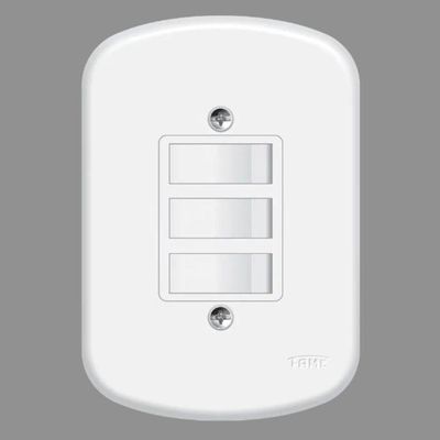 Conjunto Fame Blanc - Interruptor Triplo Simples 10a